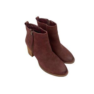 *Blondo Eve Leather Ankle Booties Boots Womens 8.5 Plum Burgundy Waterproof